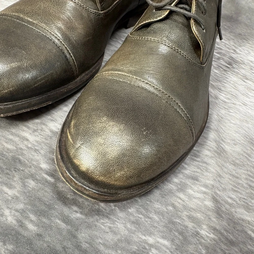 Frye Cap Toe Oxford Derby Dress Shoes Mens 13 Distressed Dark Brown Leather